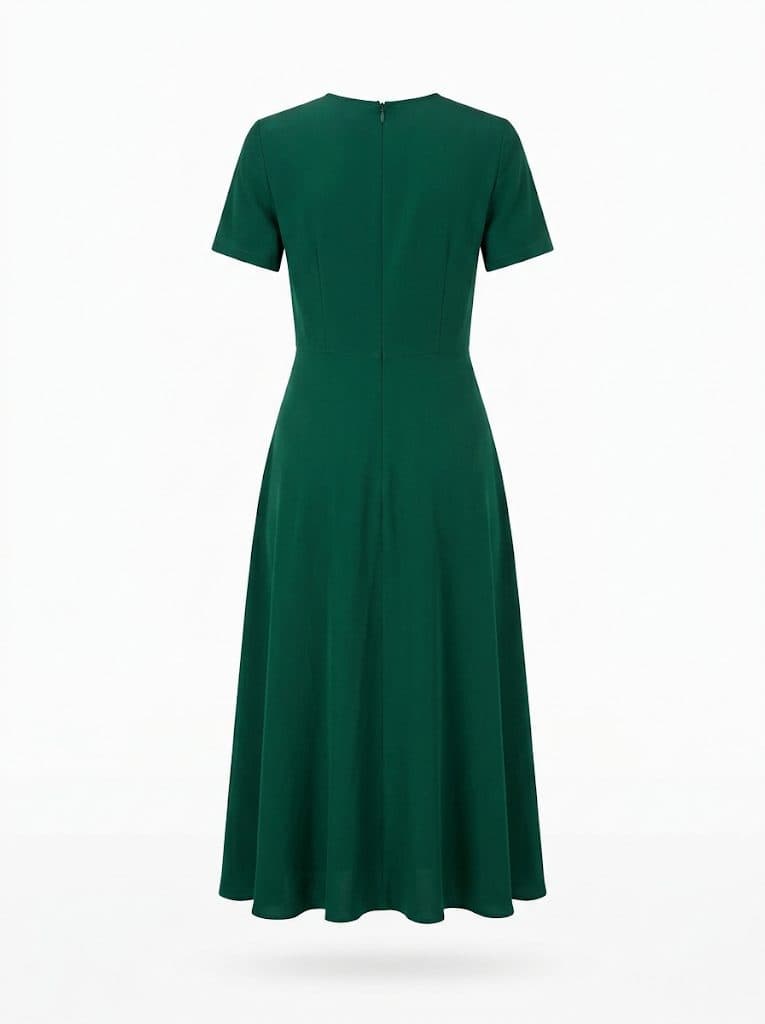 Vestido midi verde con botones, detalle