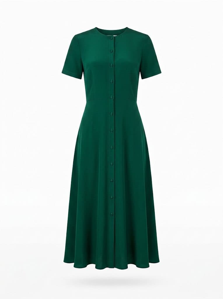 Vestido midi verde con botones