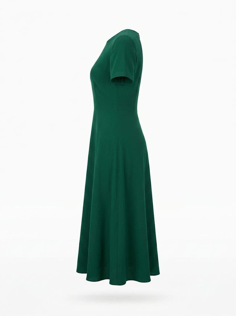 Vestido midi verde con botones, detalle